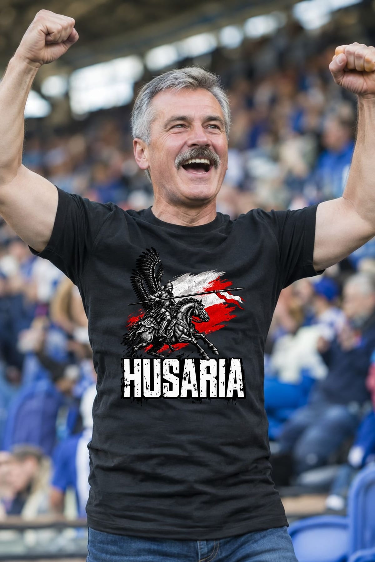 Koszulka męska czarna husaria na koniu patriotyczna wojsko prezent, zdjęcie 5