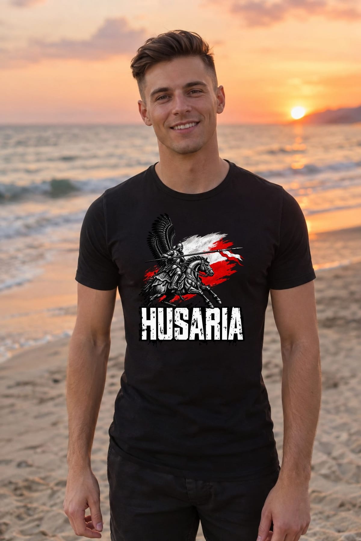 Koszulka męska czarna husaria na koniu patriotyczna wojsko prezent, zdjęcie 6