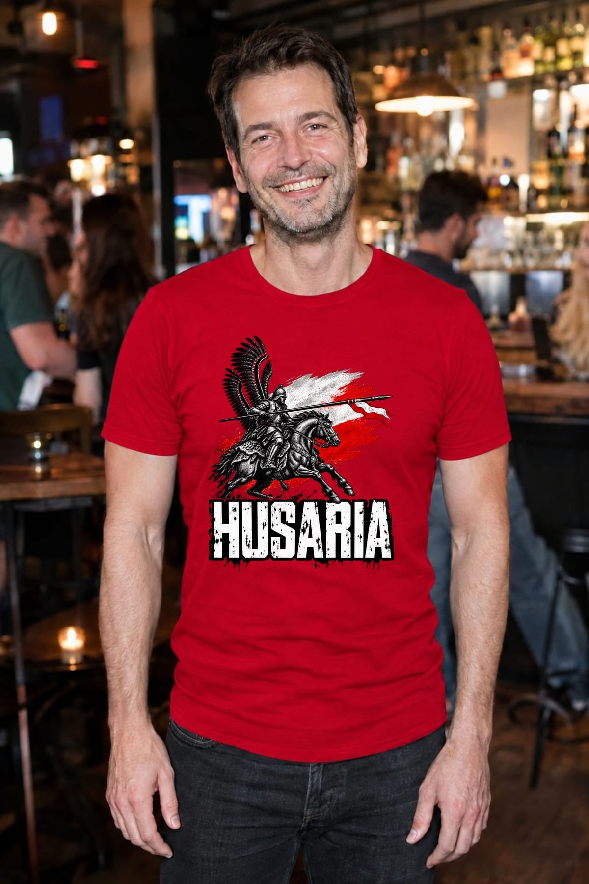Koszulka męska czerwona husaria na koniu patriotyczna wojsko prezent, zdjęcie 4