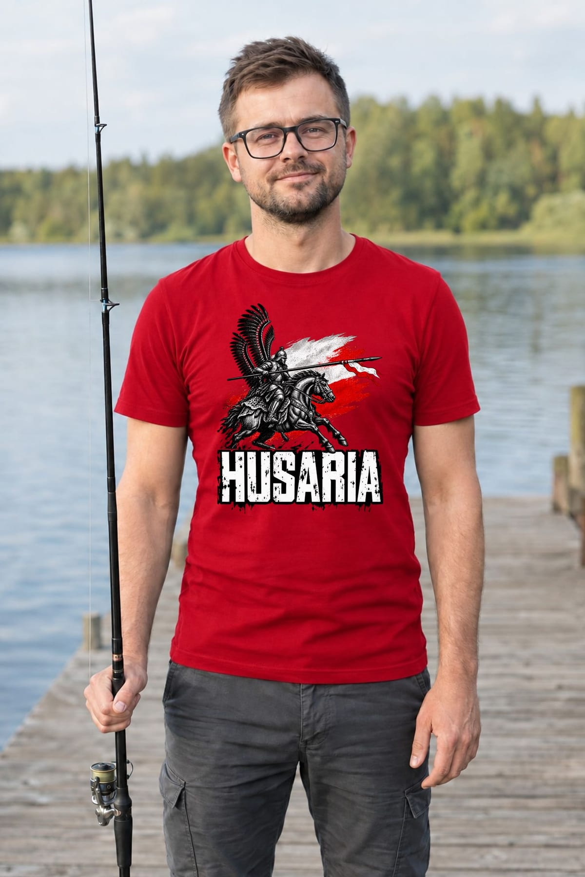 Koszulka męska czerwona husaria na koniu patriotyczna wojsko prezent, zdjęcie 7