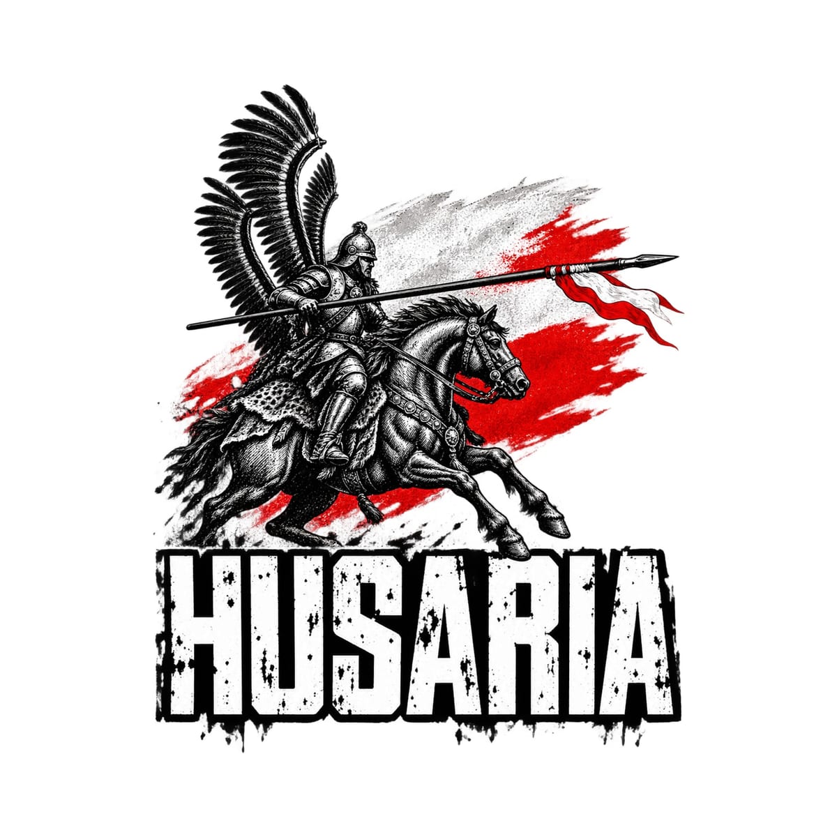 Koszulka męska biała husaria na koniu patriotyczna wojsko prezent, zdjęcie 2