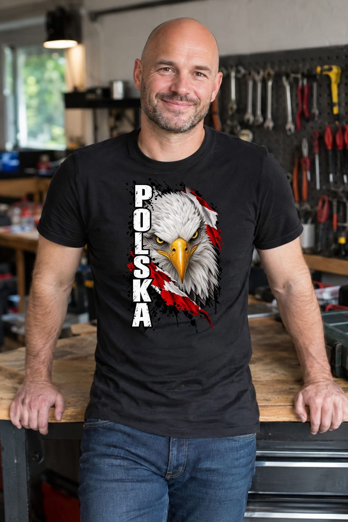 Koszulka męska czarna Polska orzeł z napisem patriotyczna prezent, zdjęcie 3