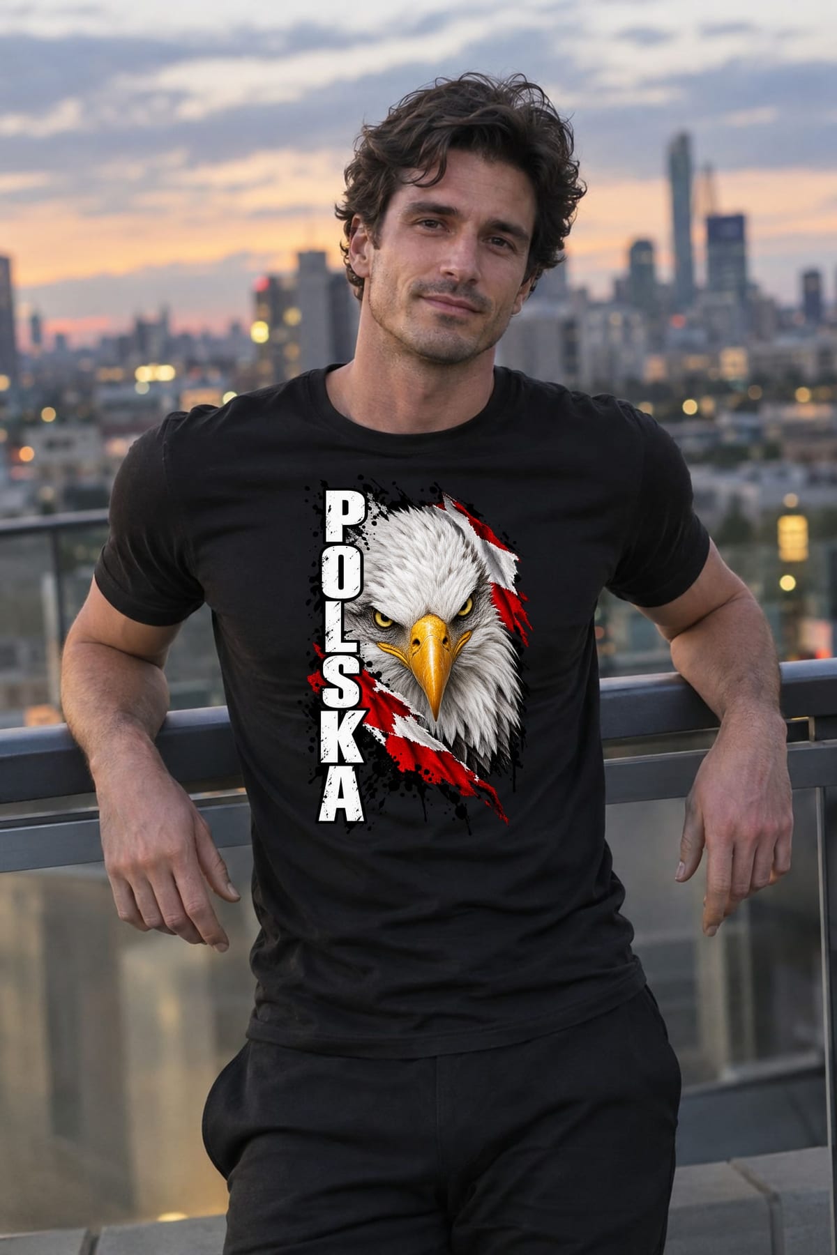 Koszulka męska czarna Polska orzeł z napisem patriotyczna prezent, zdjęcie 6