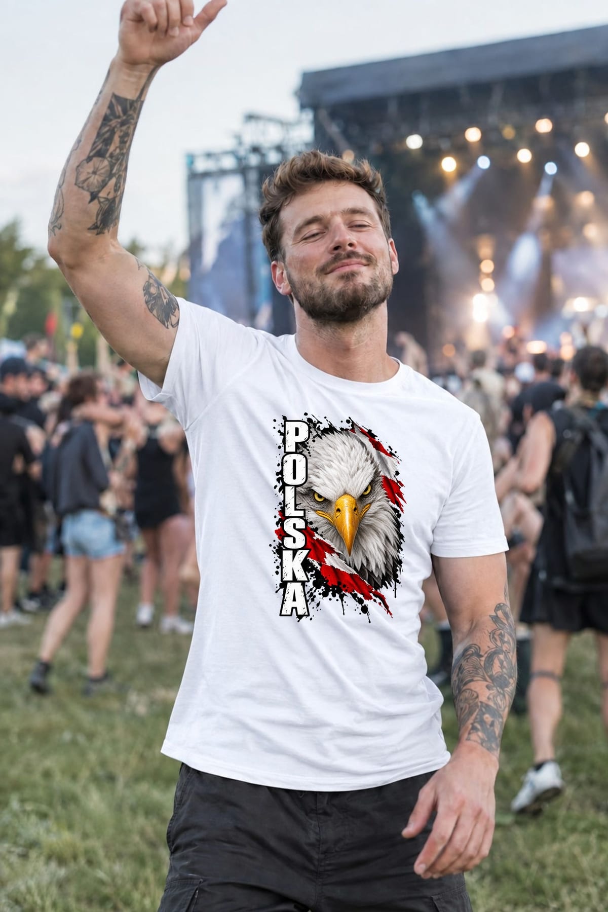 Koszulka męska biała Polska orzeł z napisem patriotyczna prezent, zdjęcie 5
