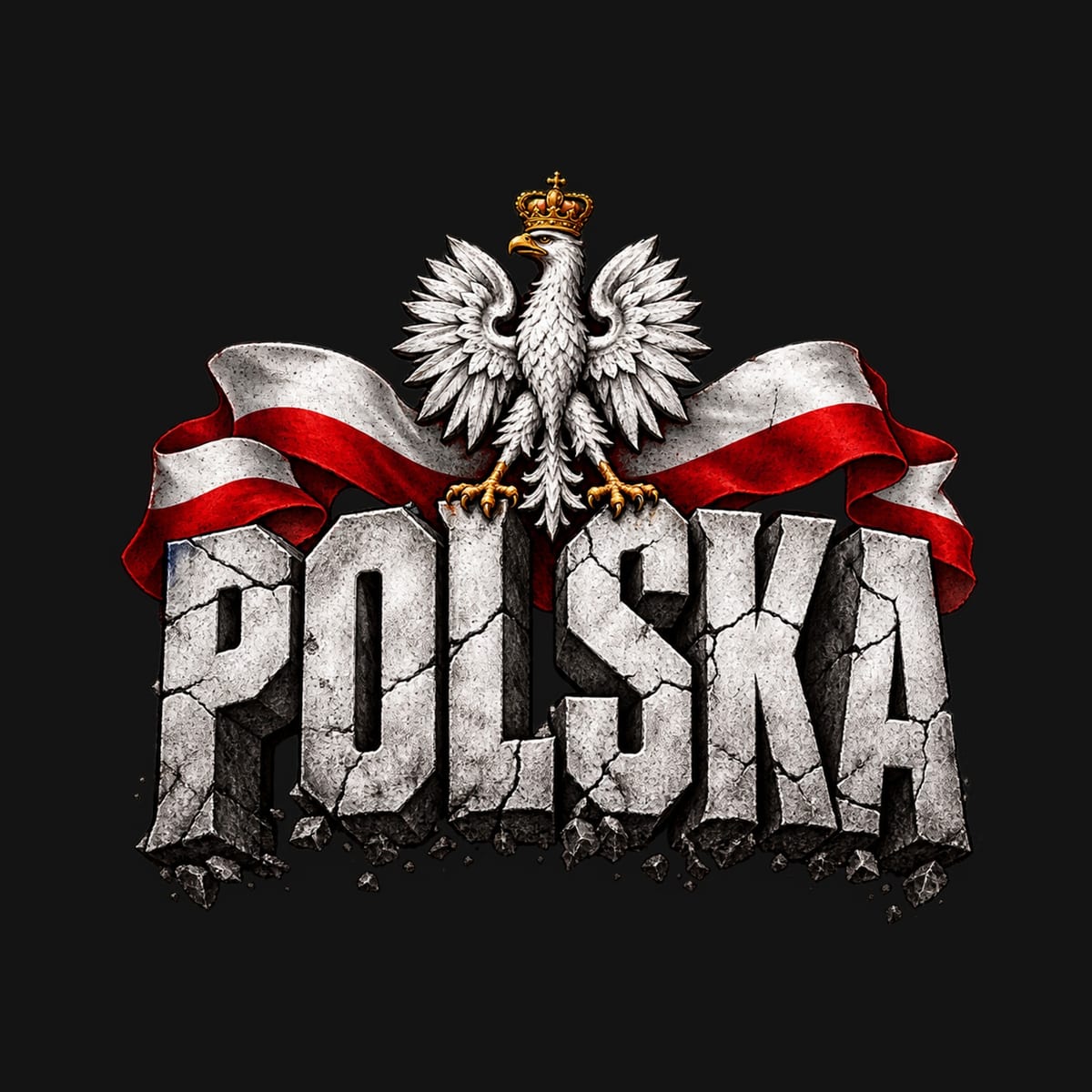 Koszulka męska czarna Polska orzeł kamienne litery patriotyczna prezent, zdjęcie 2