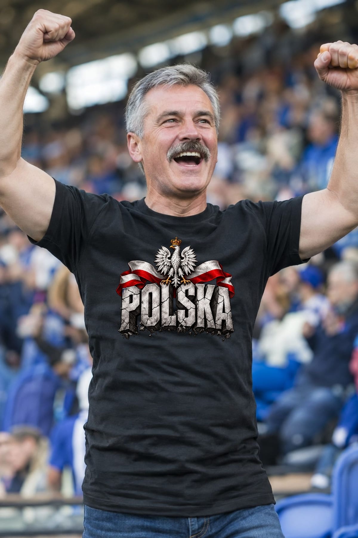 Koszulka męska czarna Polska orzeł kamienne litery patriotyczna prezent, zdjęcie 4