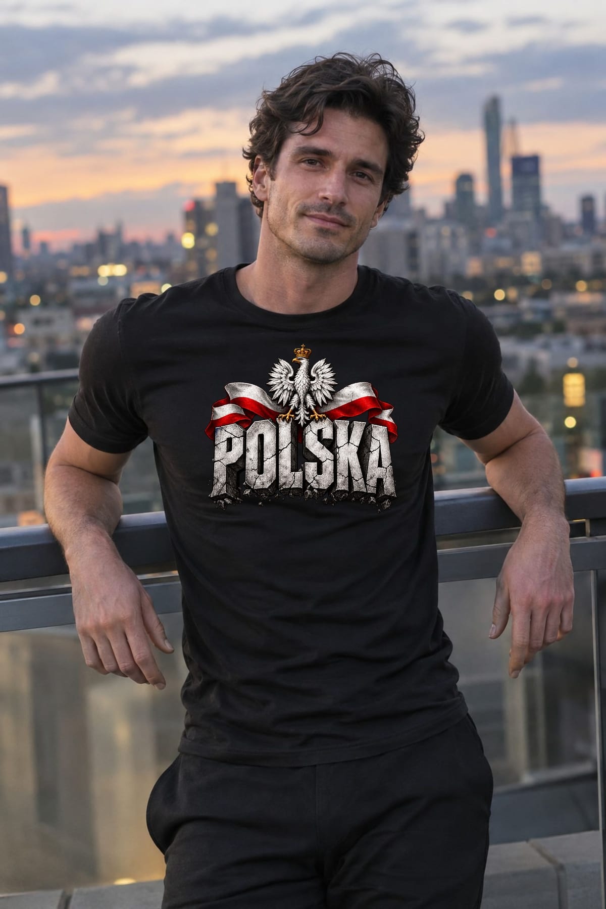 Koszulka męska czarna Polska orzeł kamienne litery patriotyczna prezent, zdjęcie 5