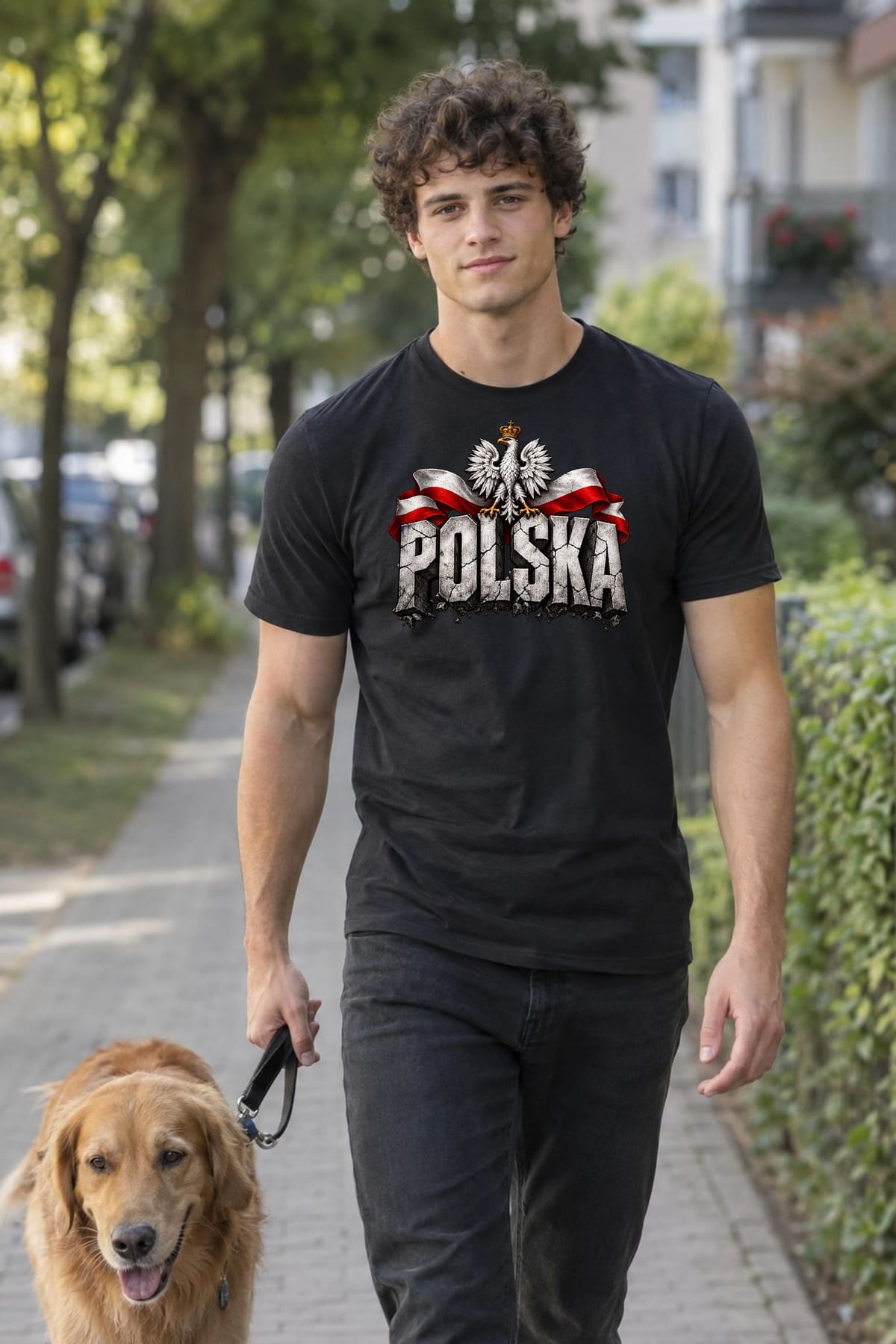 Koszulka męska czarna Polska orzeł kamienne litery patriotyczna prezent, zdjęcie 6