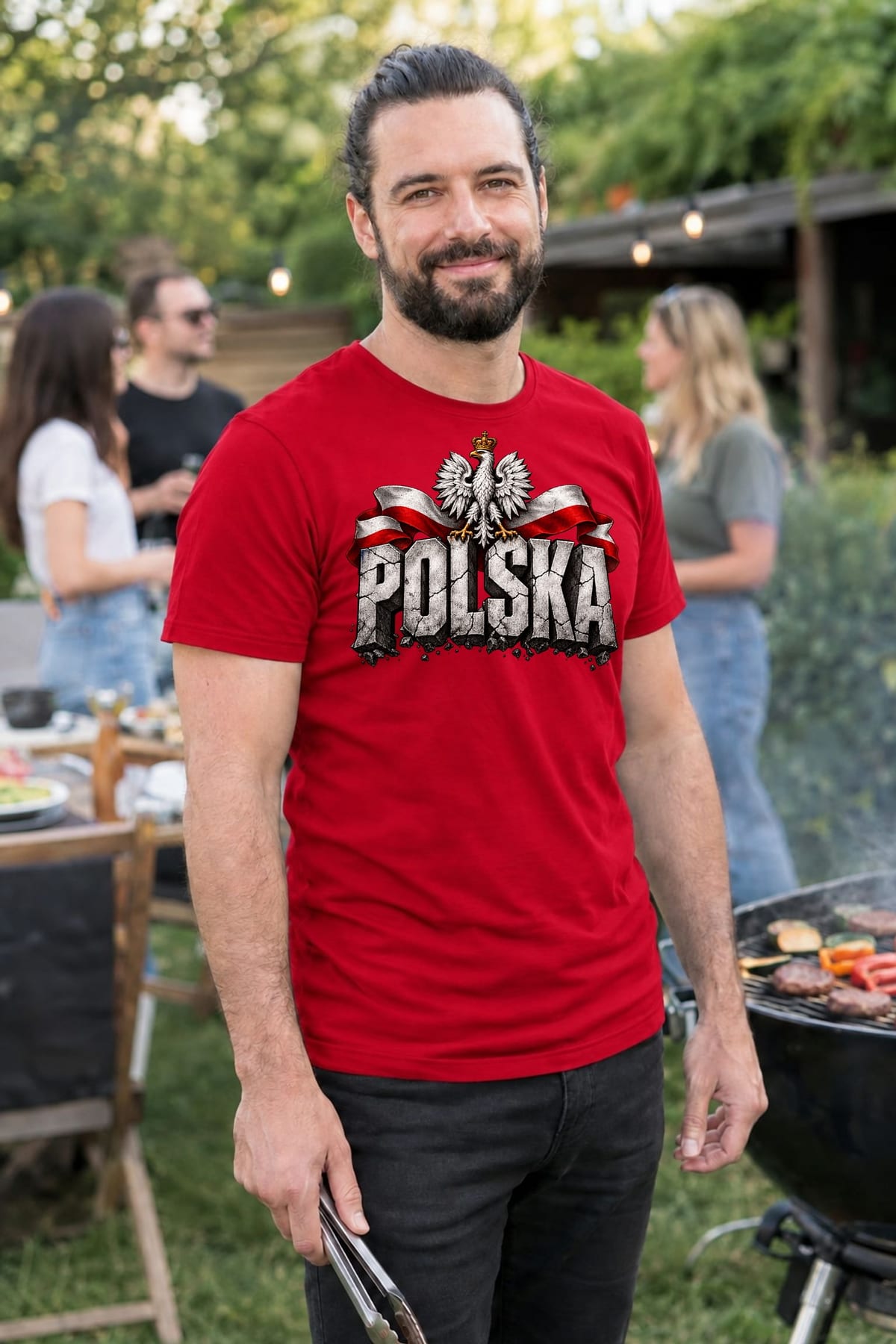 Koszulka męska czerwona Polska orzeł kamienne litery patriotyczna, zdjęcie 7