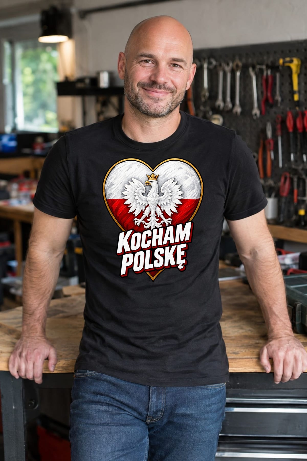 Koszulka męska czarna kocham polskę patriotyczna z orłem prezent, zdjęcie 3
