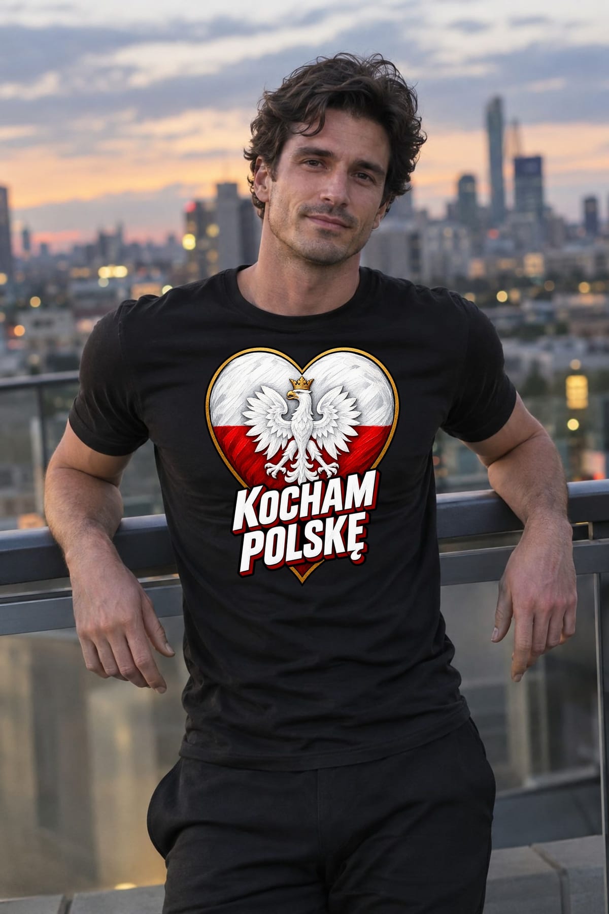 Koszulka męska czarna kocham polskę patriotyczna z orłem prezent, zdjęcie 5