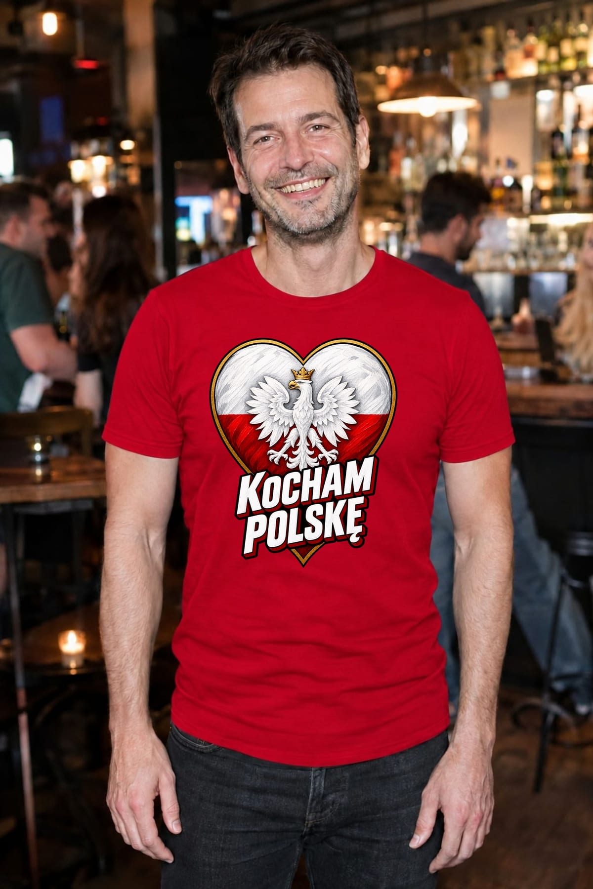 Koszulka męska czerwona kocham polskę patriotyczna z orłem prezent, zdjęcie 4