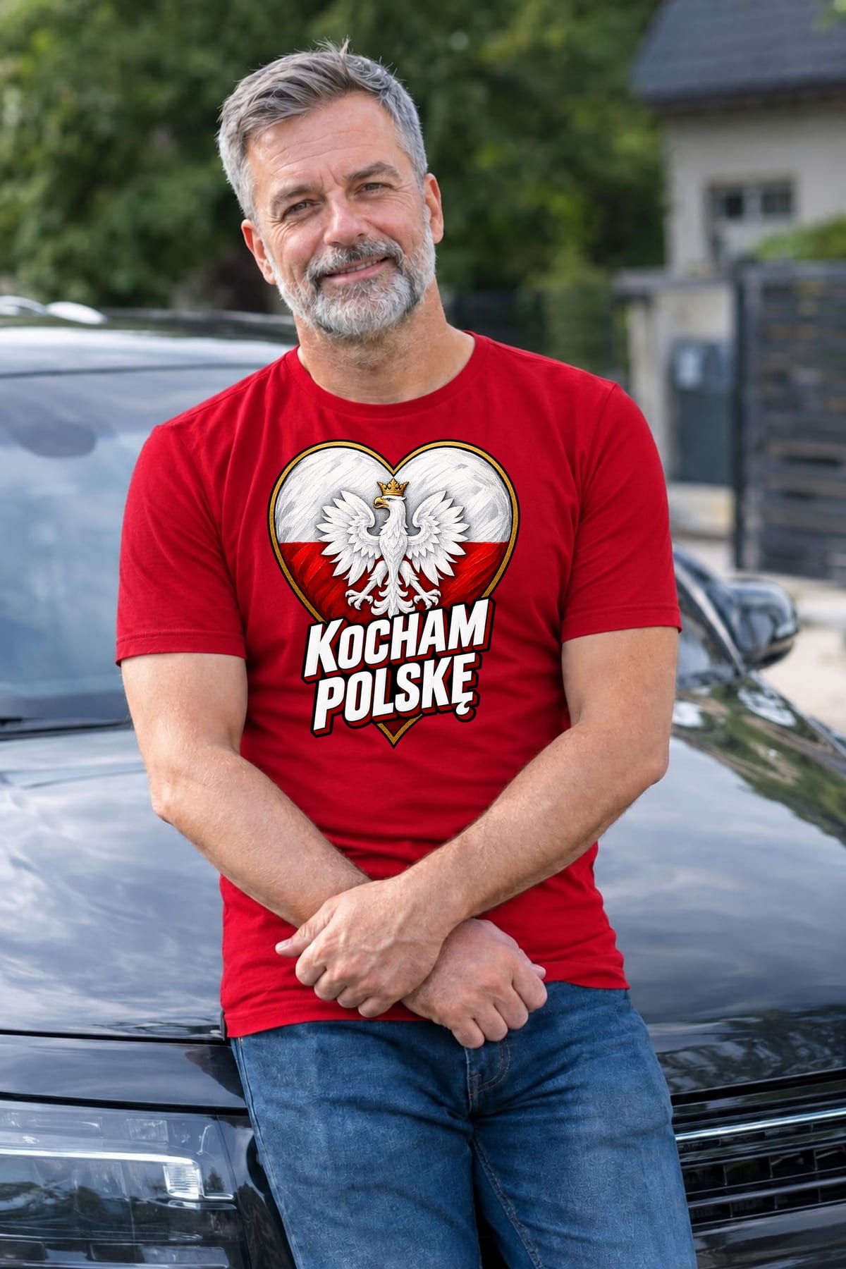 Koszulka męska czerwona kocham polskę patriotyczna z orłem prezent, zdjęcie 5