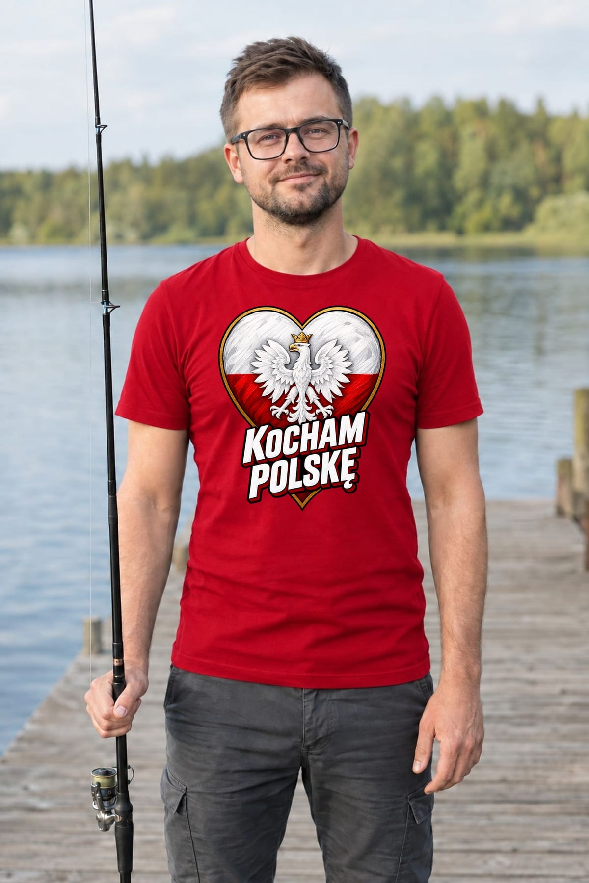 Koszulka męska czerwona kocham polskę patriotyczna z orłem prezent, zdjęcie 6