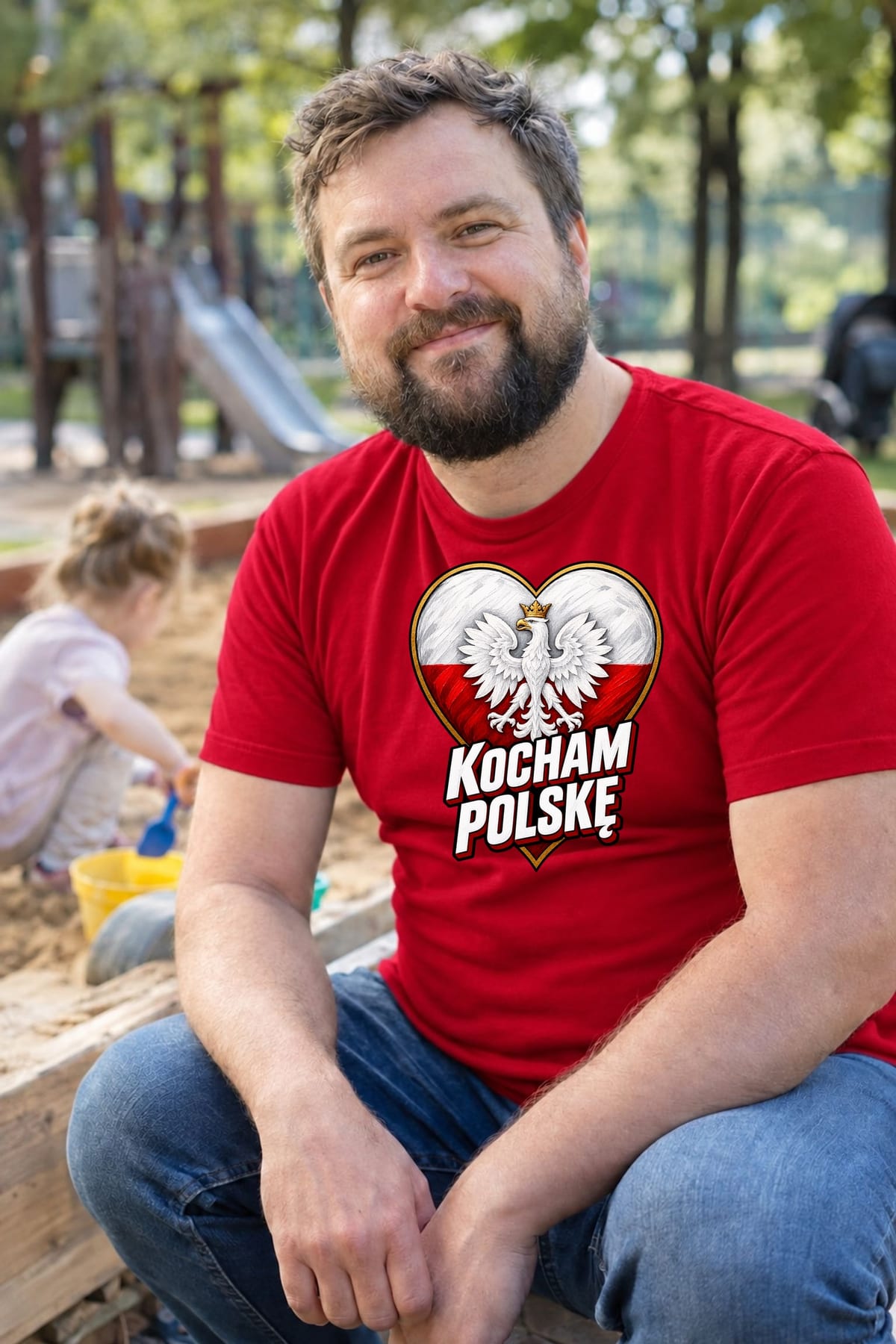 Koszulka męska czerwona kocham polskę patriotyczna z orłem prezent, zdjęcie 7