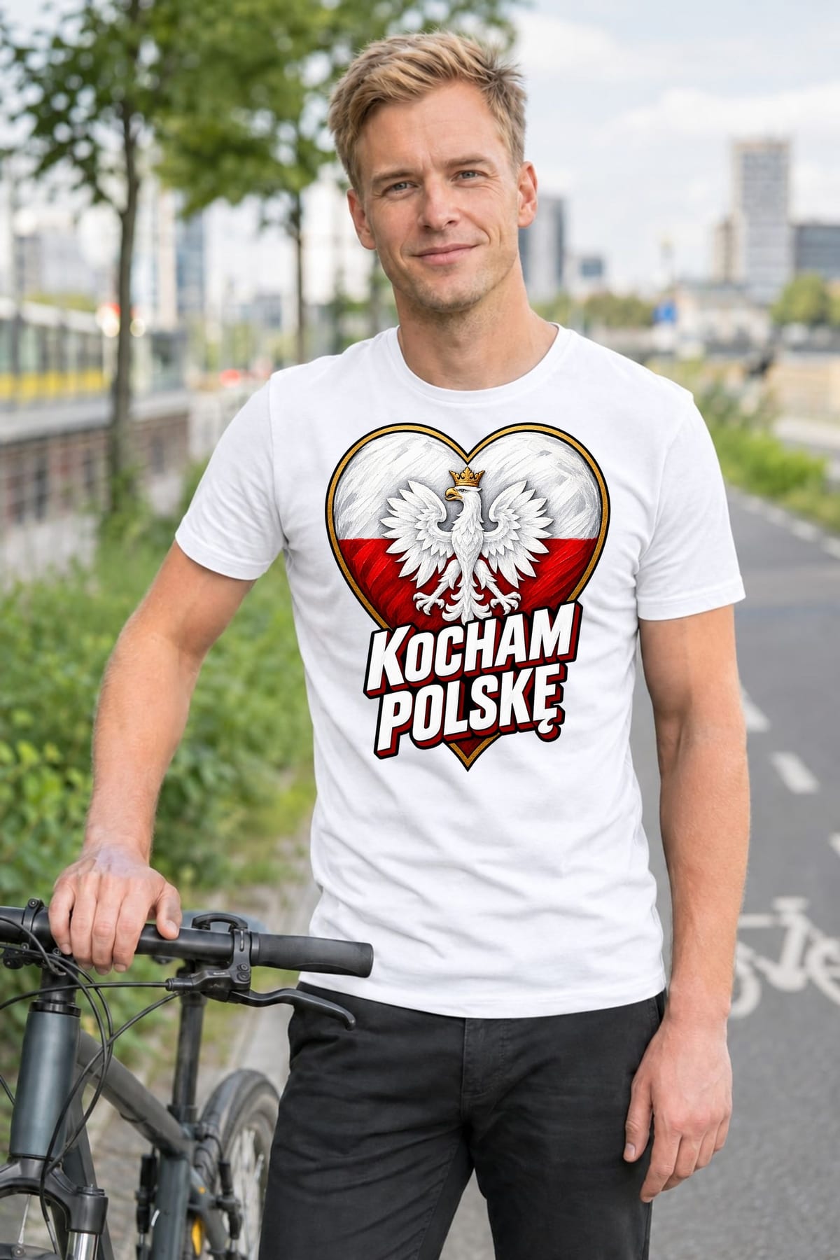 Koszulka męska biała kocham polskę patriotyczna z orłem prezent, zdjęcie 6