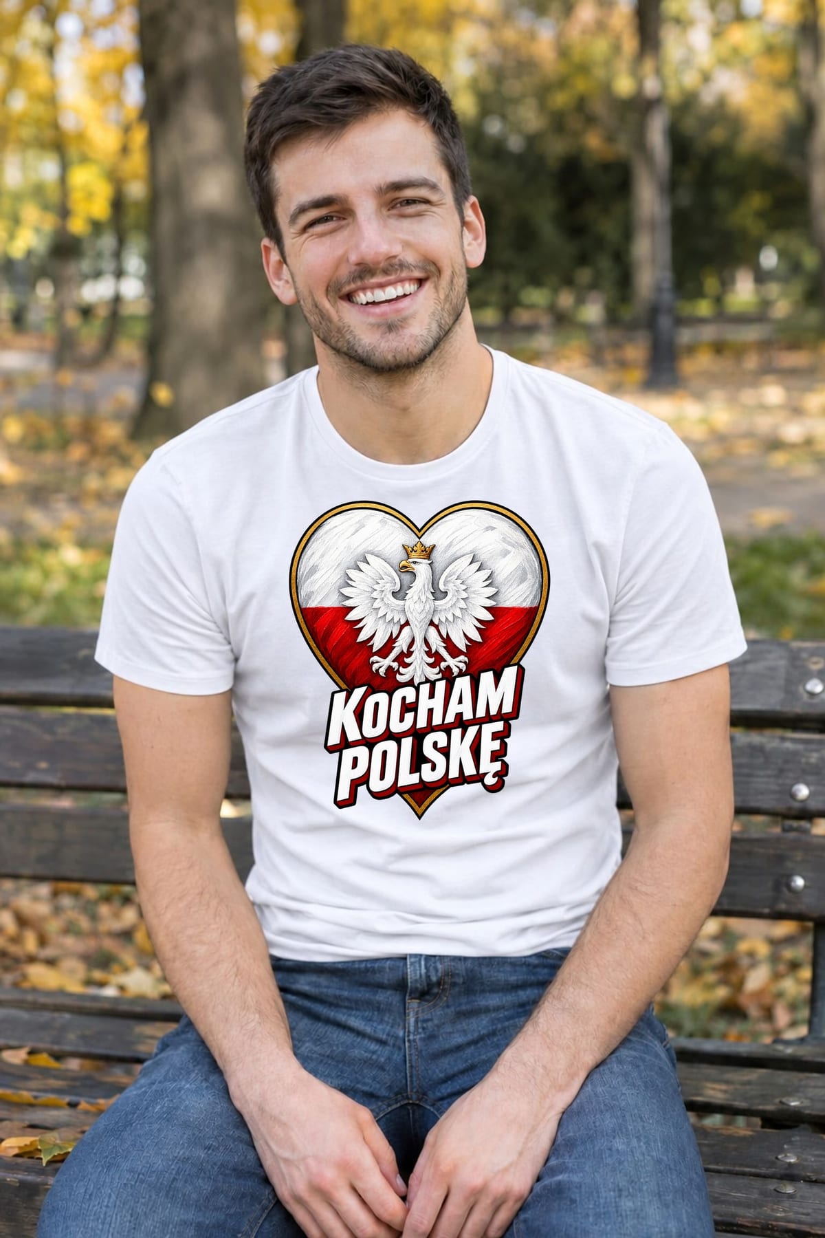 Koszulka męska biała kocham polskę patriotyczna z orłem prezent, zdjęcie 7