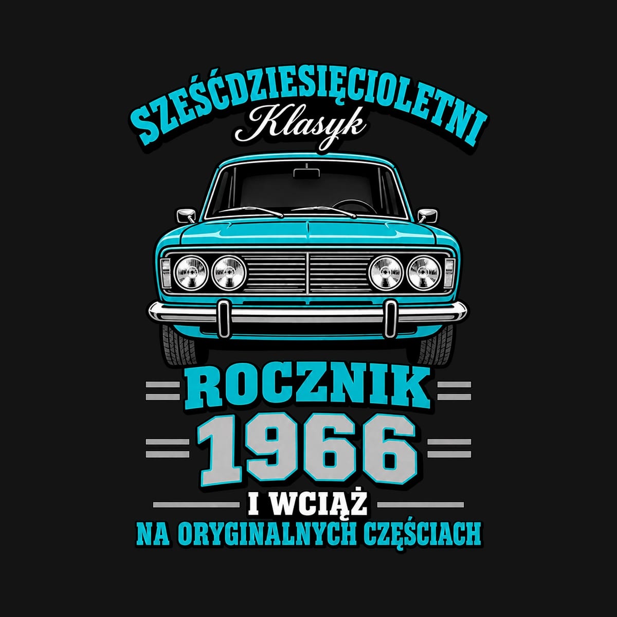 Koszulka męska czarna na 60 urodziny Duży Fiat klasyk rocznik 1966 prezent, zdjęcie 2