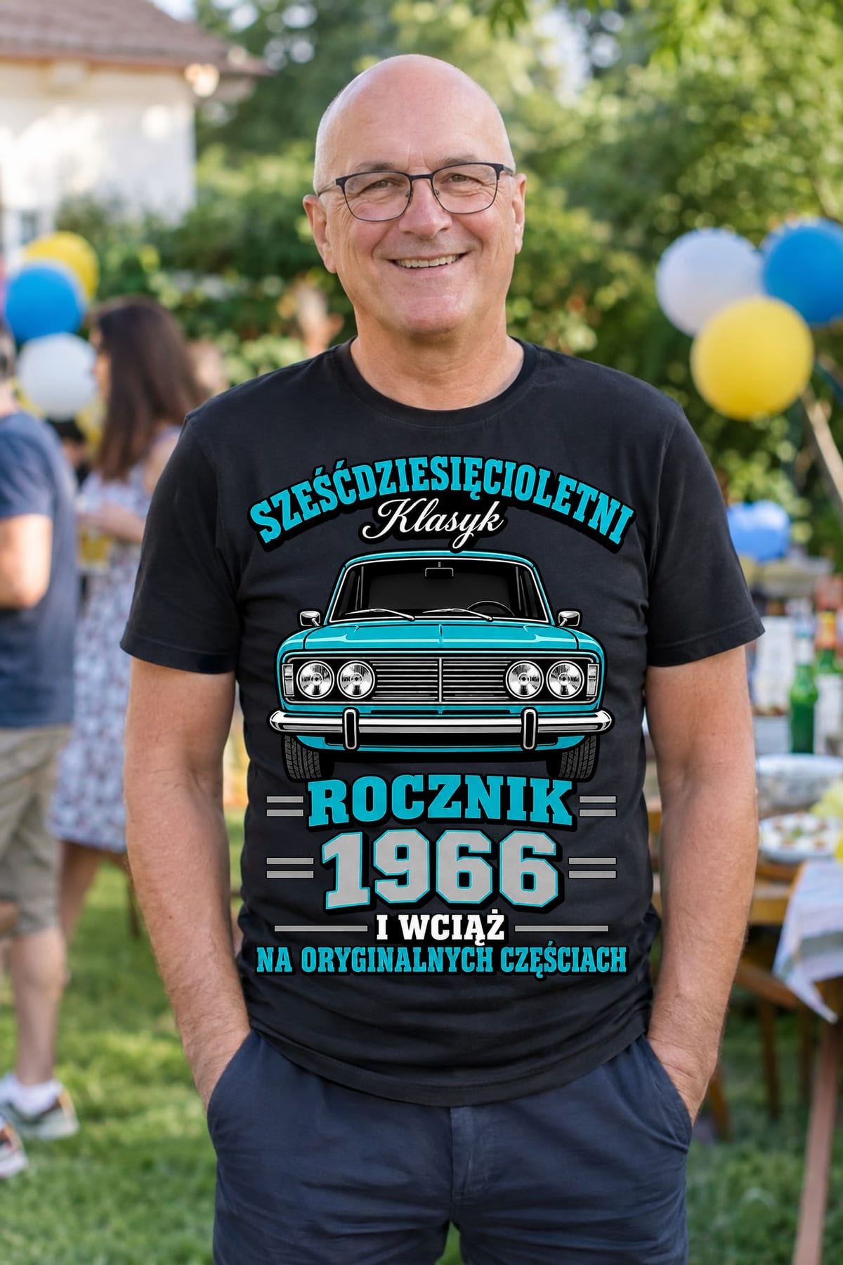 Koszulka męska czarna na 60 urodziny Duży Fiat klasyk rocznik 1966 prezent, zdjęcie 6