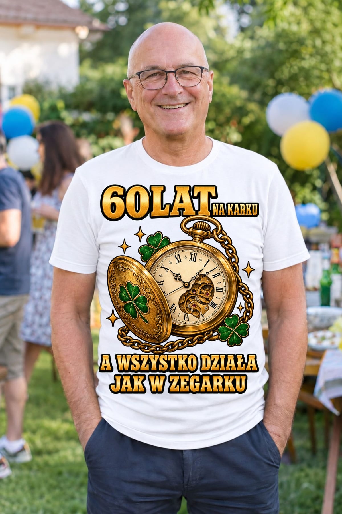 Koszulka męska biała 60 lat na karku na 60 urodziny prezent, zdjęcie 8