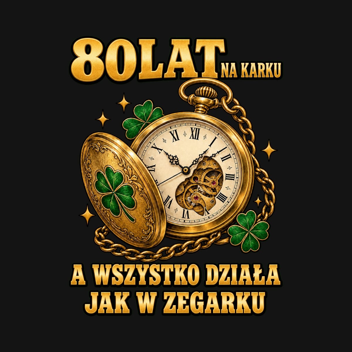 Koszulka męska czarna 80 lat na karku na 80 urodziny prezent, zdjęcie 2