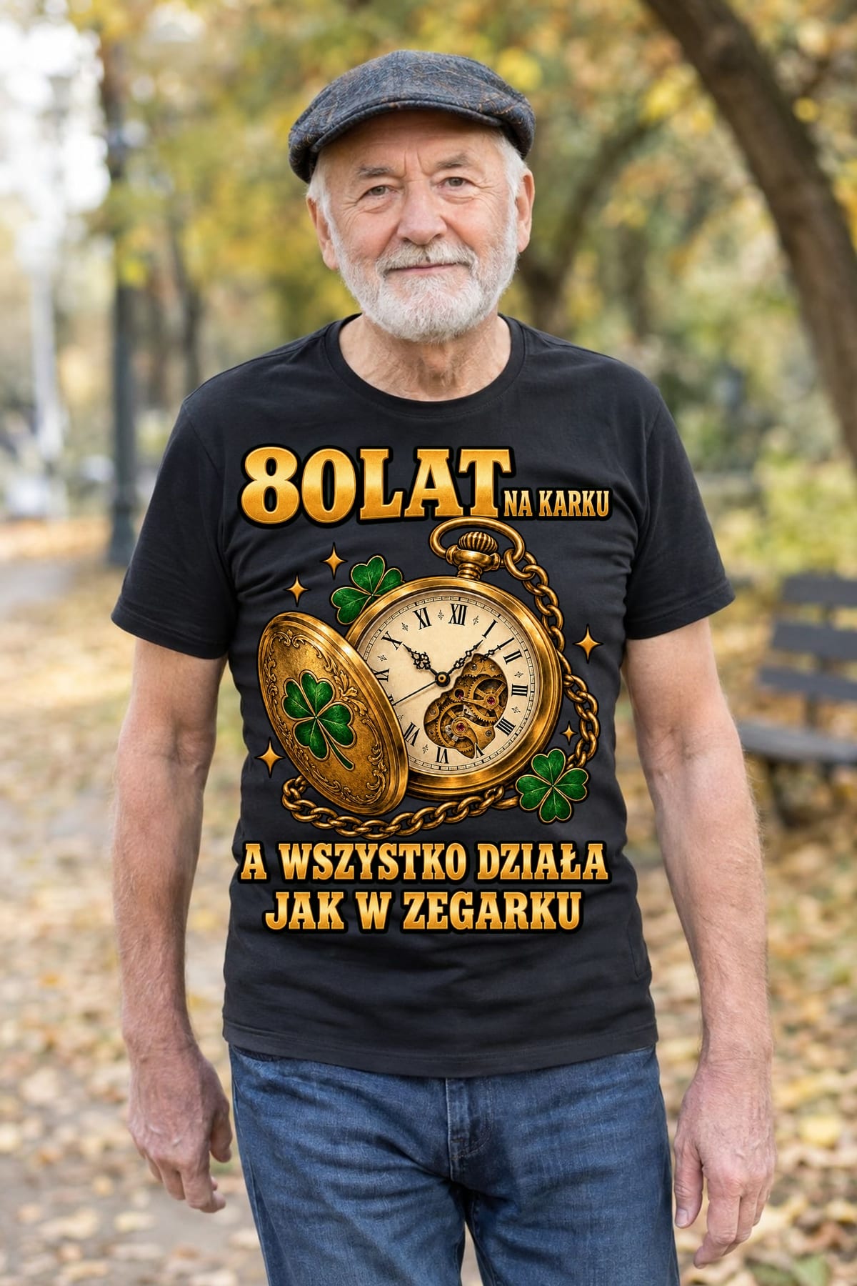 Koszulka męska czarna 80 lat na karku na 80 urodziny prezent, zdjęcie 3