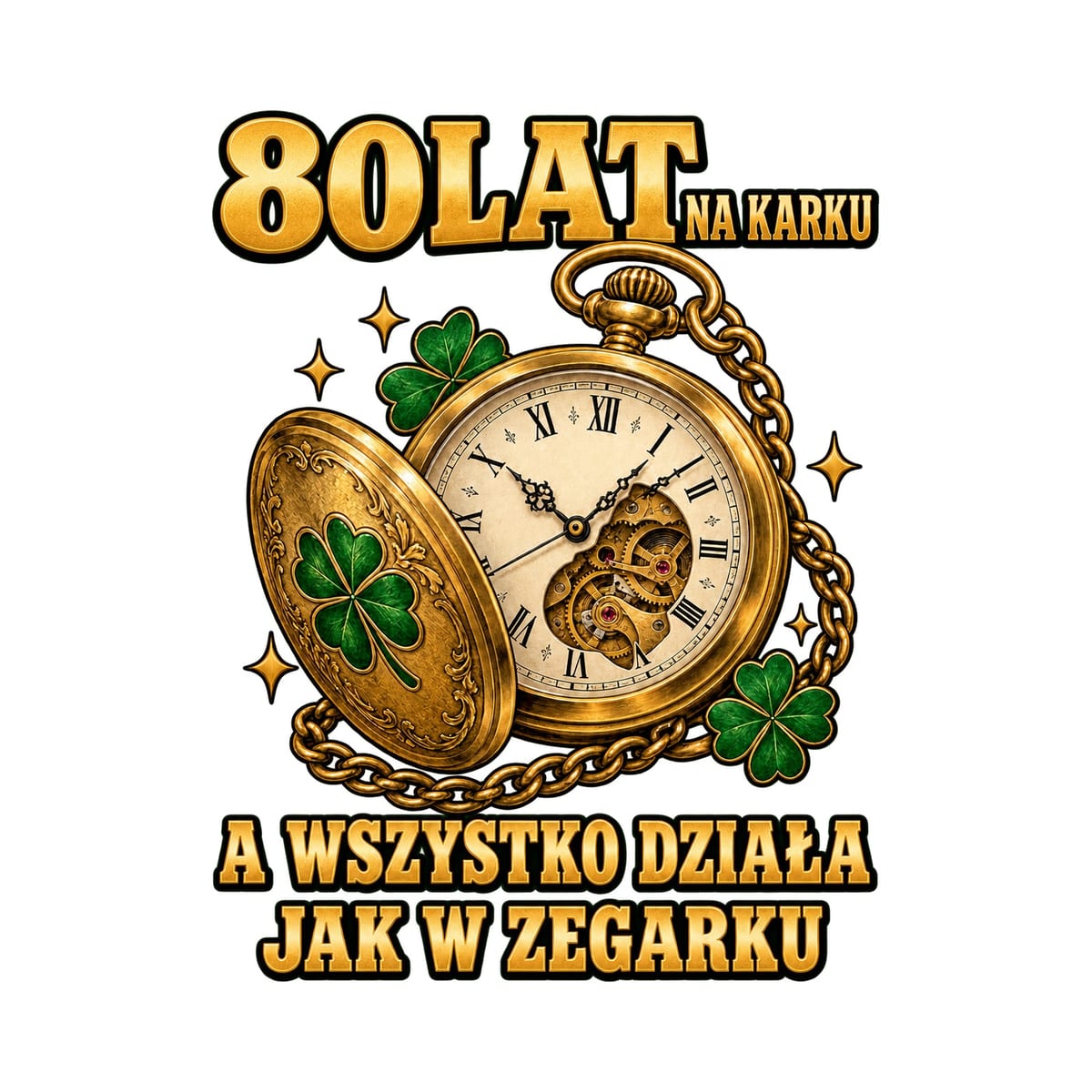 Koszulka męska biała 80 lat na karku na 80 urodziny prezent, zdjęcie 2