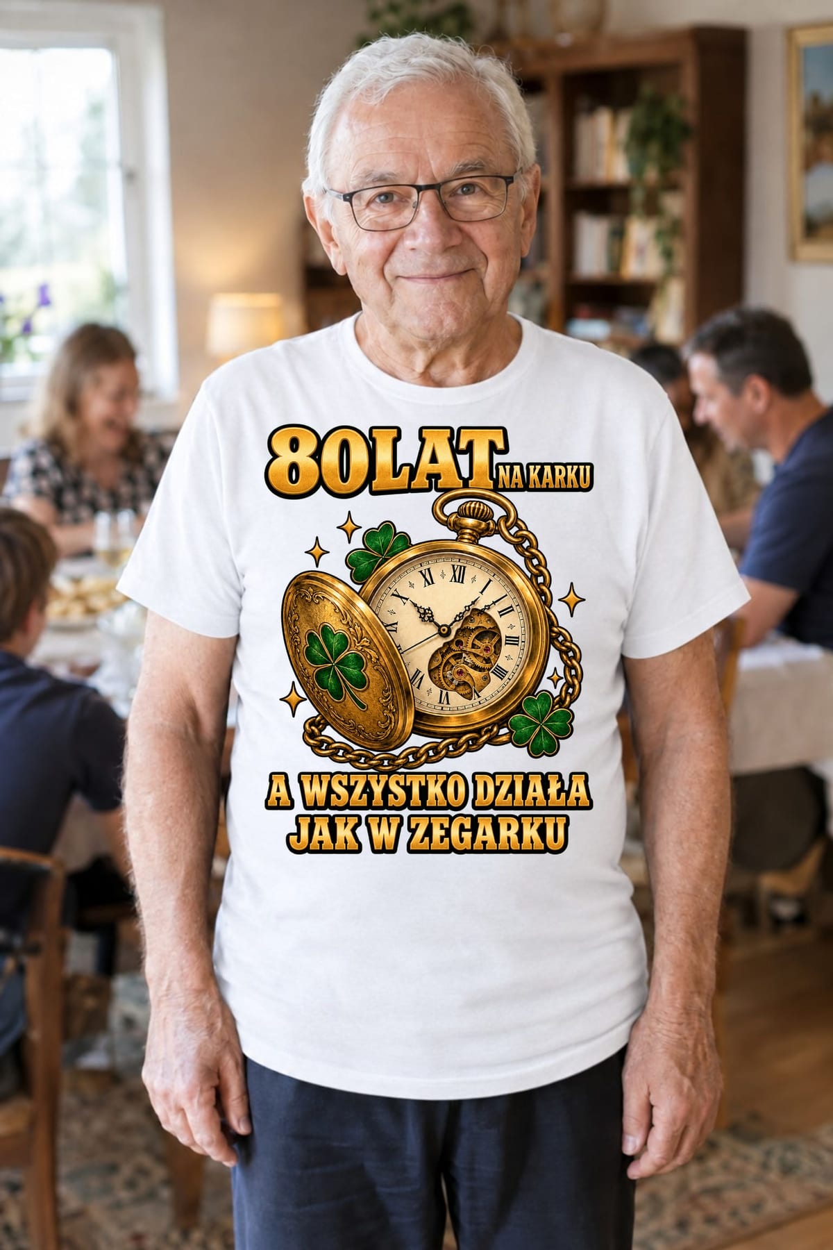 Koszulka męska biała 80 lat na karku na 80 urodziny prezent, zdjęcie 8