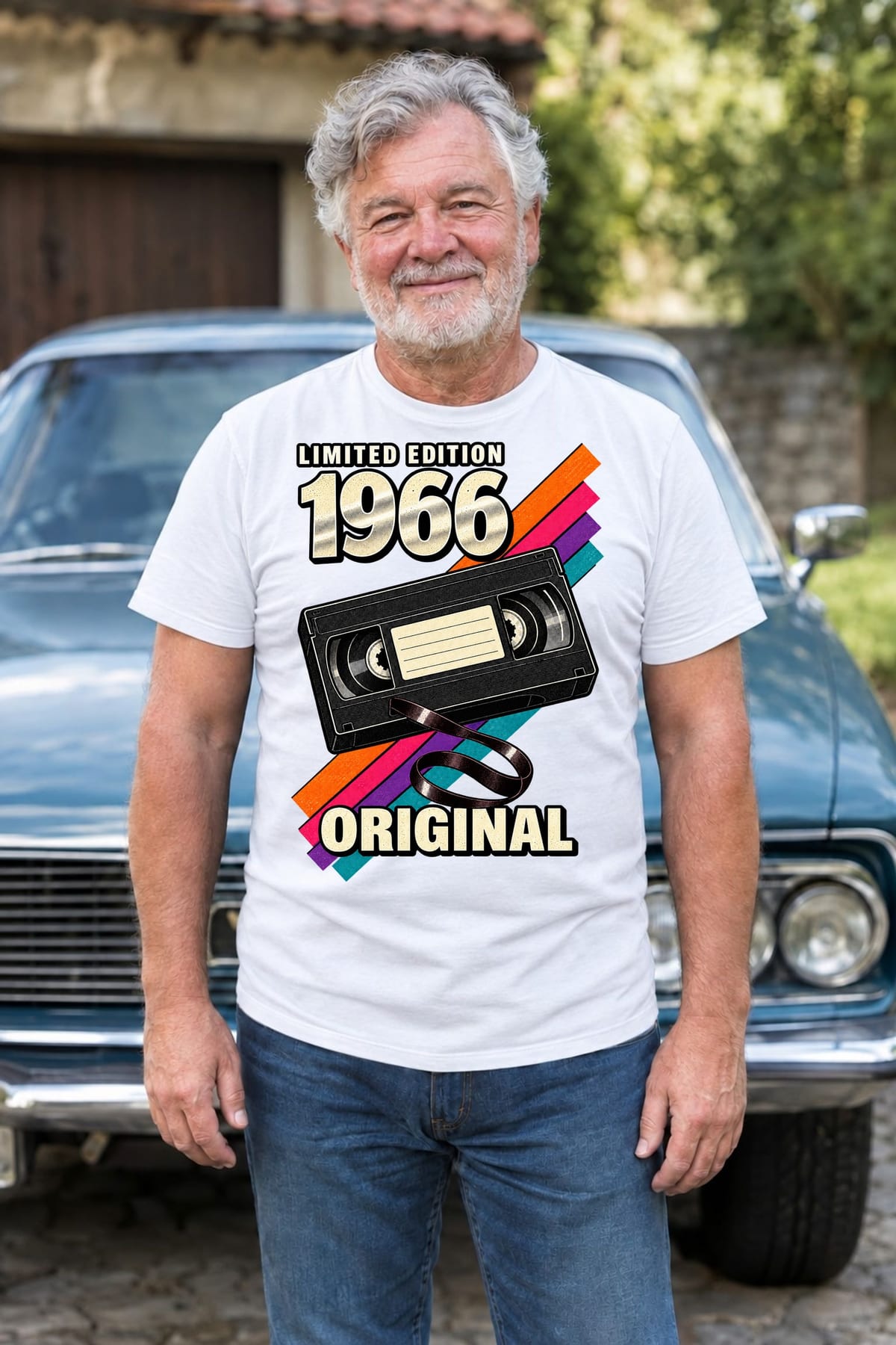 Koszulka męska biała na 60 urodziny rocznik 1966 prezent VHS, zdjęcie 7