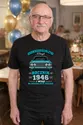 Koszulka męska czarna na 80 urodziny Duży Fiat 125p rocznik 1946, zdjęcie 1