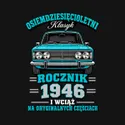 Koszulka męska czarna na 80 urodziny Duży Fiat 125p rocznik 1946, zdjęcie 2