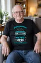 Koszulka męska czarna na 80 urodziny Duży Fiat 125p rocznik 1946, zdjęcie 4