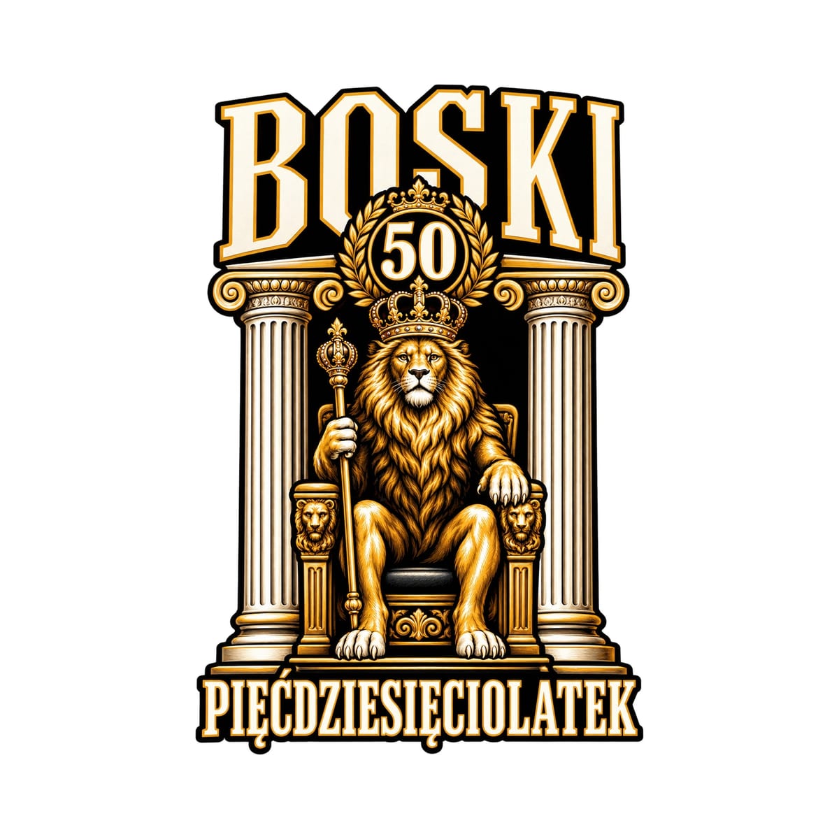 Koszulka męska biała boski pięćdziesięciolatek na 50 urodziny lew, zdjęcie 2