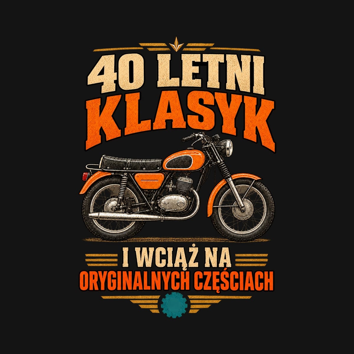 Koszulka męska czarna na 40 urodziny motocyklista WSK prezent, zdjęcie 2