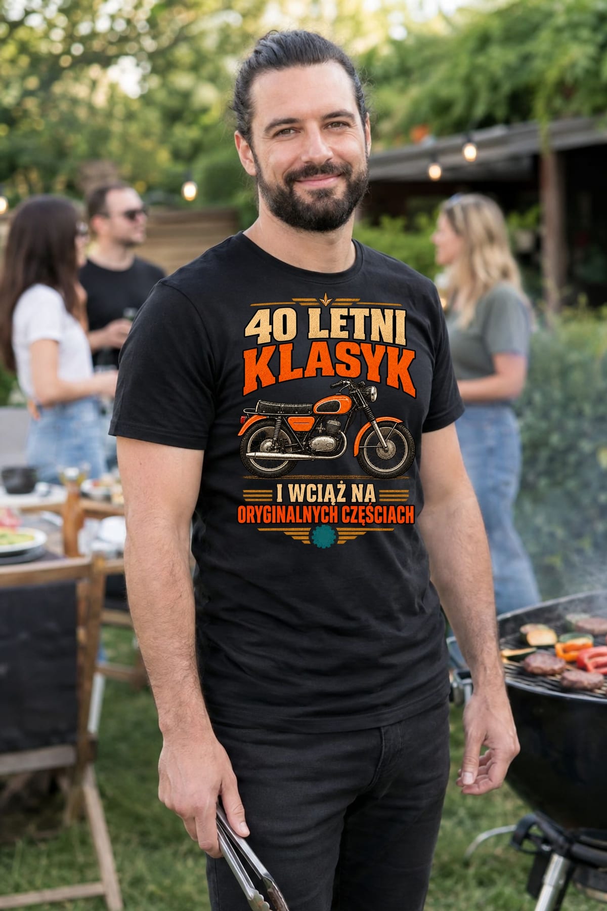 Koszulka męska czarna na 40 urodziny motocyklista WSK prezent, zdjęcie 3