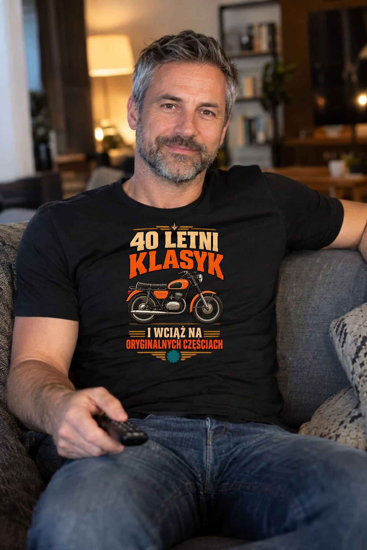 Koszulka męska czarna na 40 urodziny motocyklista WSK prezent, zdjęcie 7