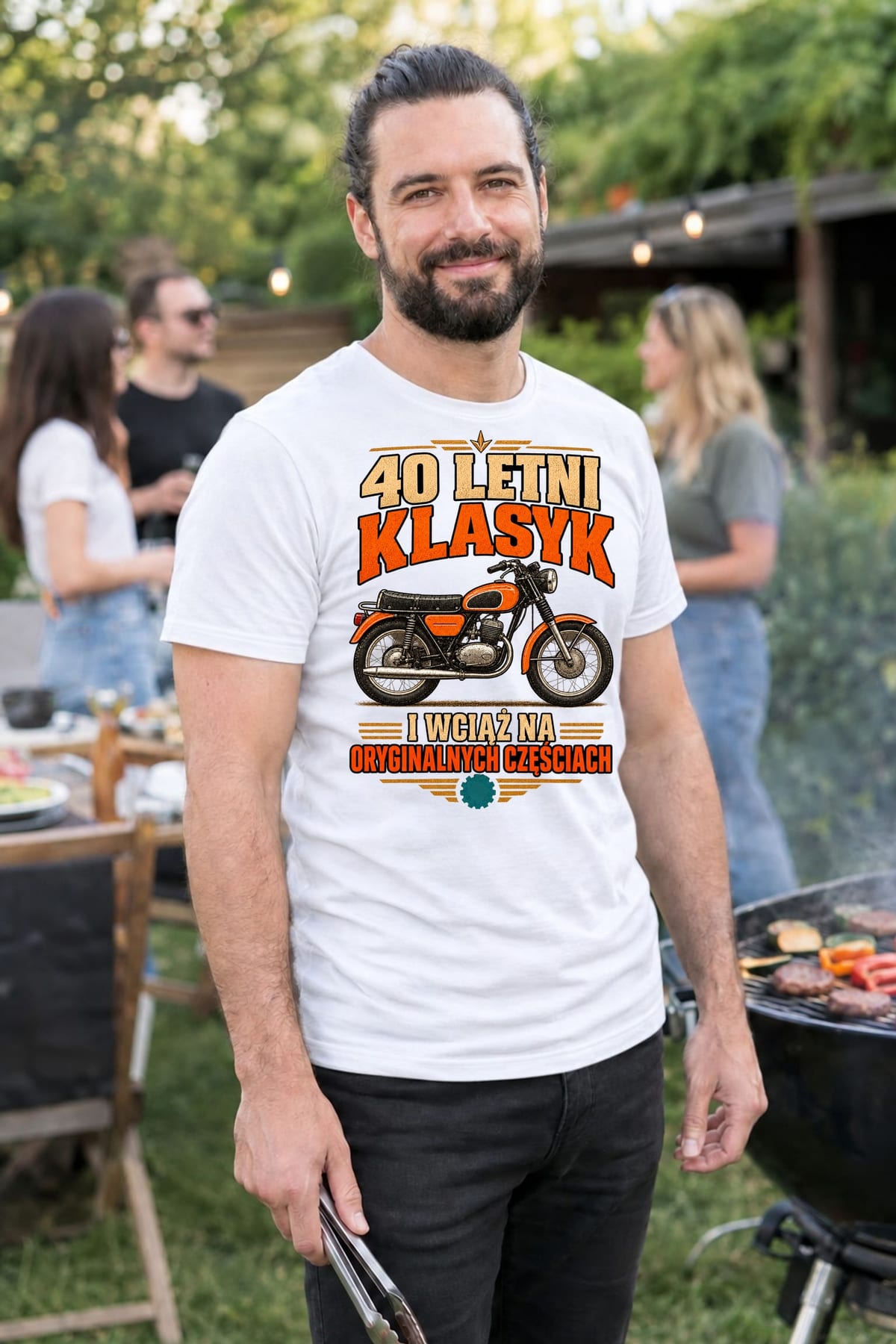 Koszulka męska biała na 40 urodziny motocyklista WSK prezent, zdjęcie 6