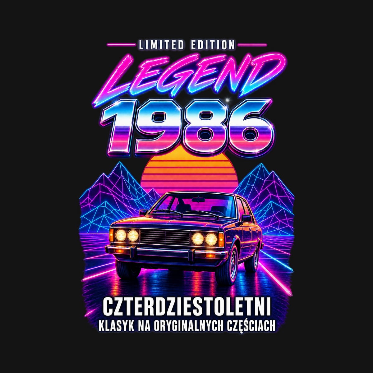 Koszulka męska czarna na 40 urodziny Polonez rocznik 1986 prezent, zdjęcie 2