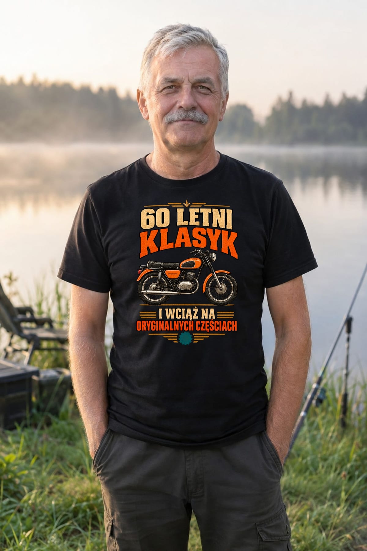 Koszulka męska czarna na 60 urodziny WSK klasyk motocykl prezent, zdjęcie 4