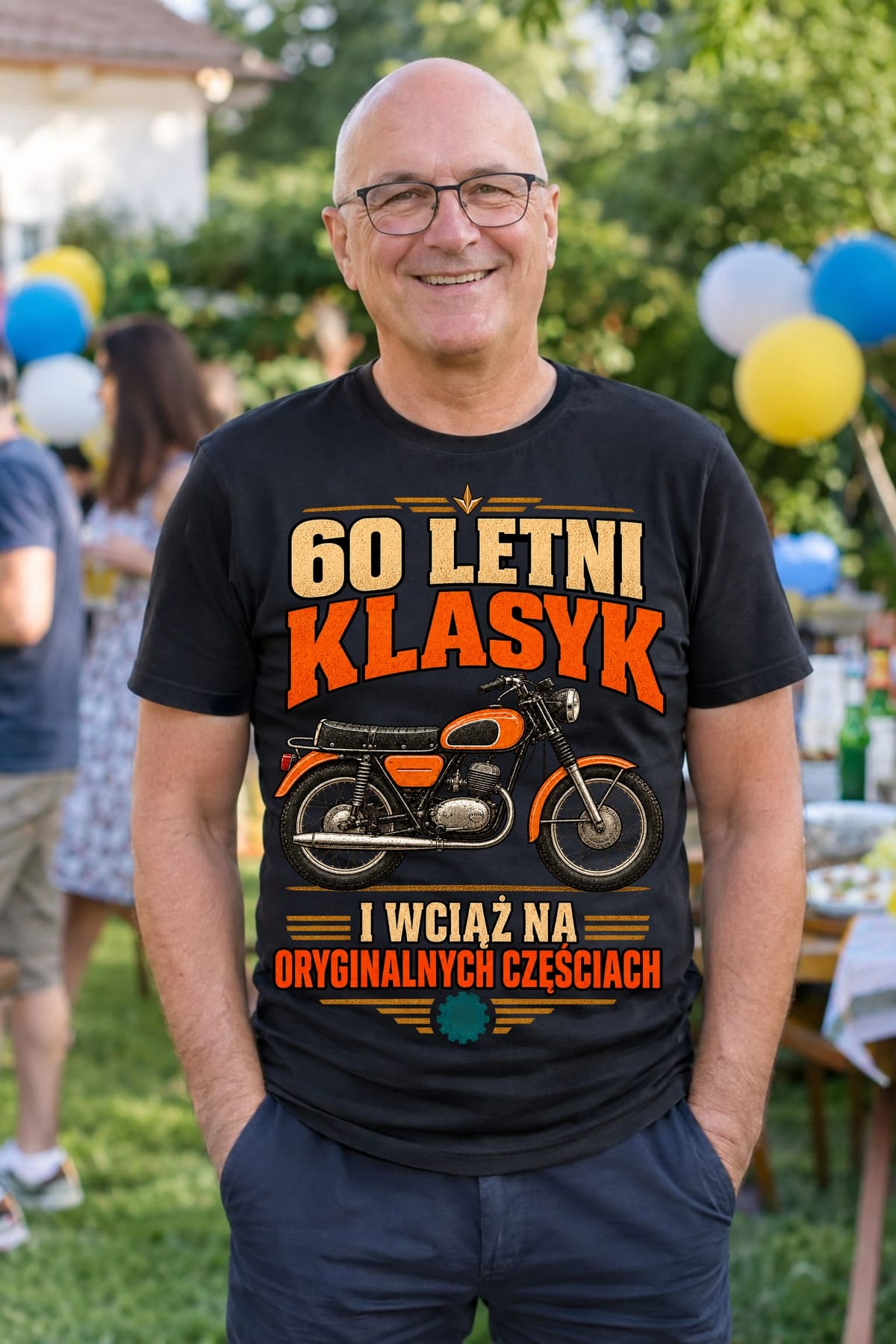Koszulka męska czarna na 60 urodziny WSK klasyk motocykl prezent, zdjęcie 5