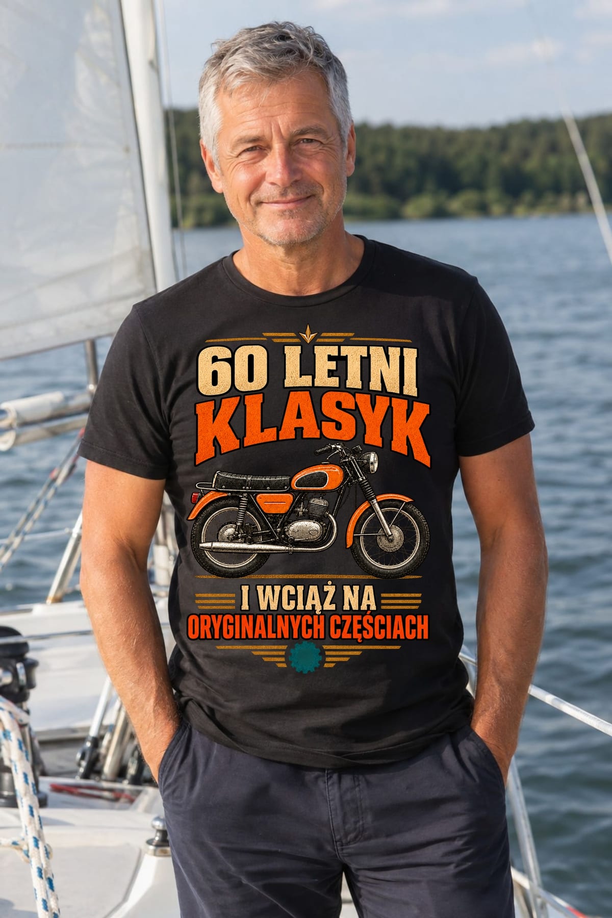 Koszulka męska czarna na 60 urodziny WSK klasyk motocykl prezent, zdjęcie 8