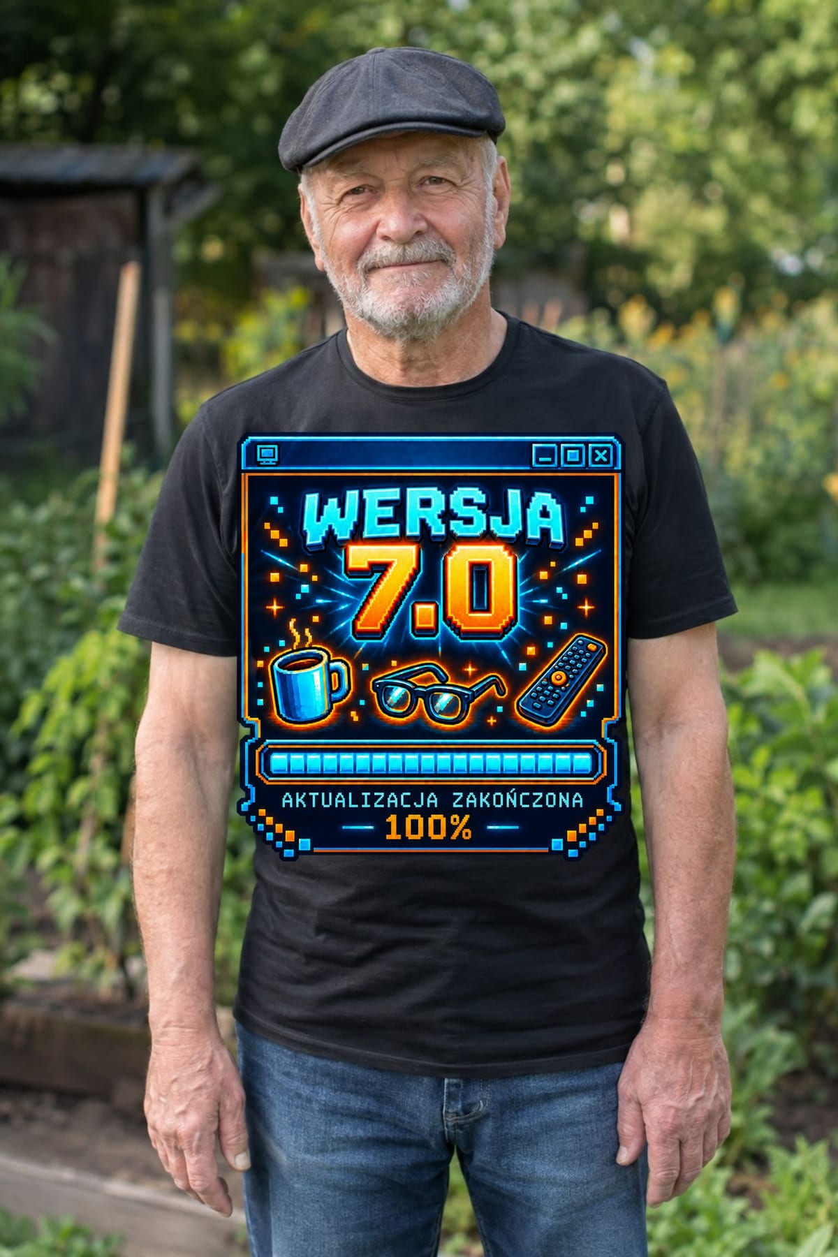 Koszulka męska czarna na 70 urodziny wersja 7 0 śmieszna prezent, zdjęcie 3