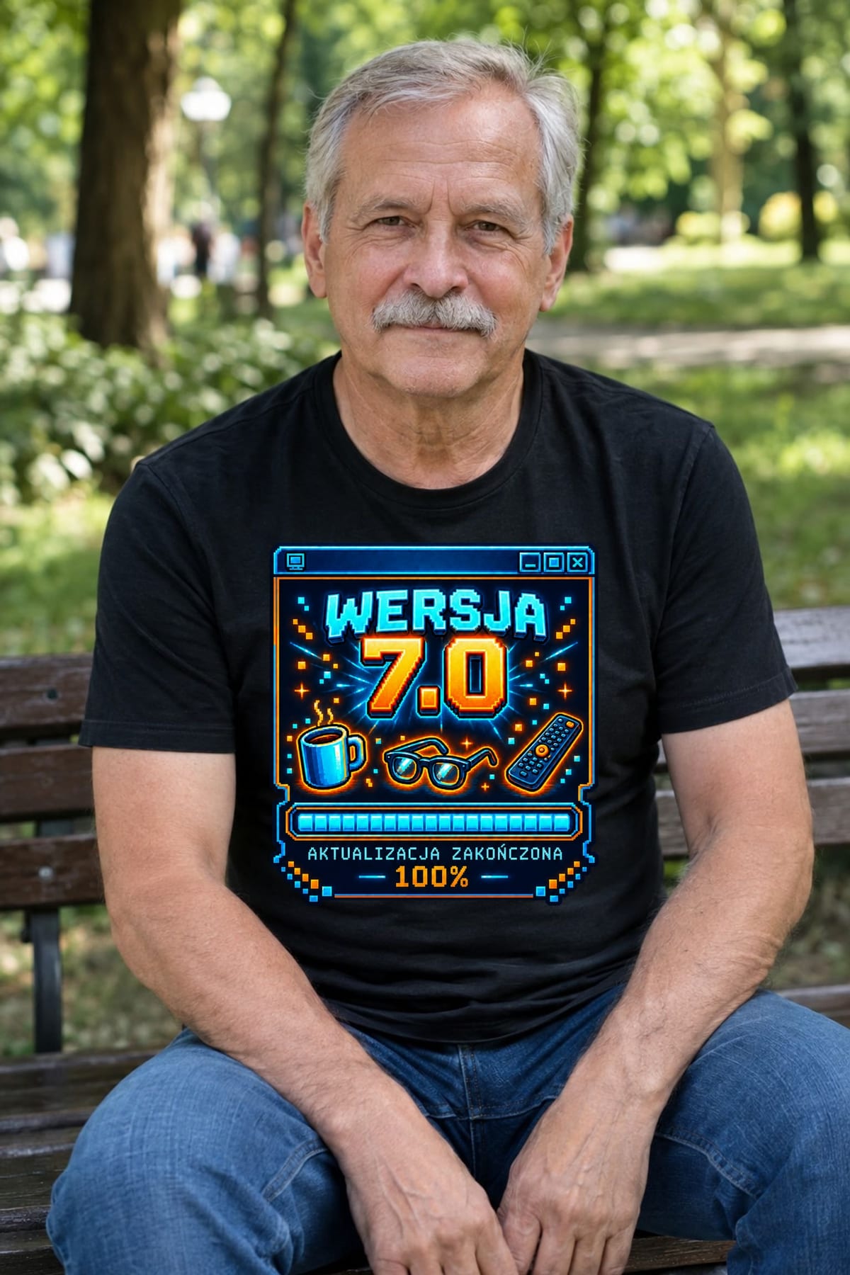 Koszulka męska czarna na 70 urodziny wersja 7 0 śmieszna prezent, zdjęcie 5