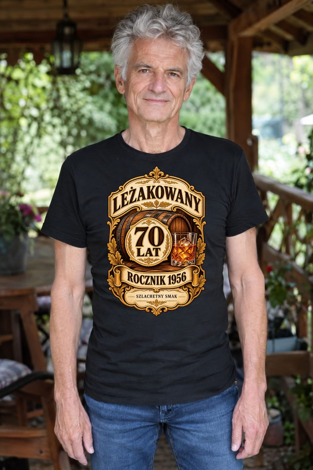 Koszulka męska czarna na 70 urodziny rocznik 1956 whisky prezent, zdjęcie 3