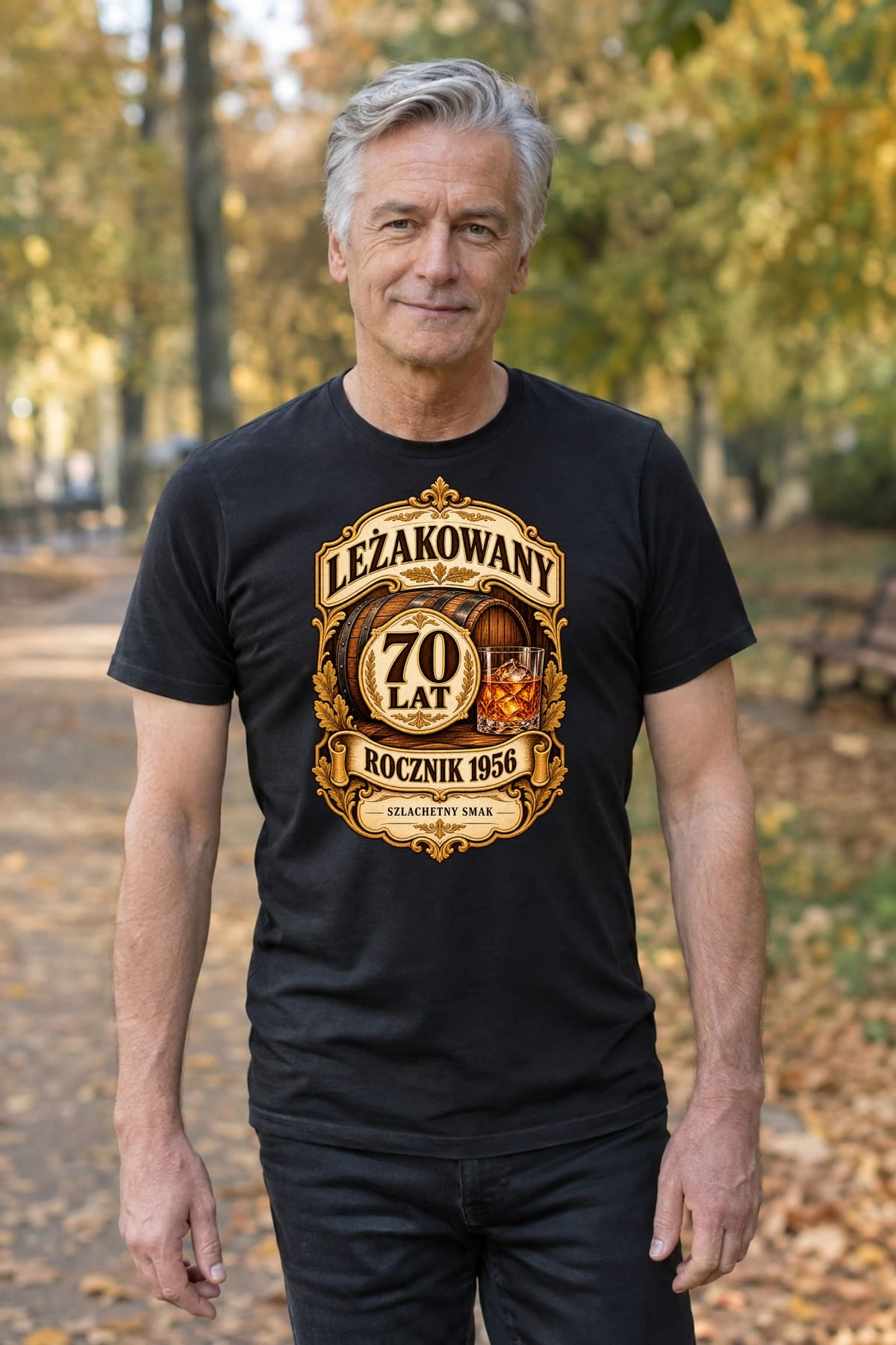 Koszulka męska czarna na 70 urodziny rocznik 1956 whisky prezent, zdjęcie 7