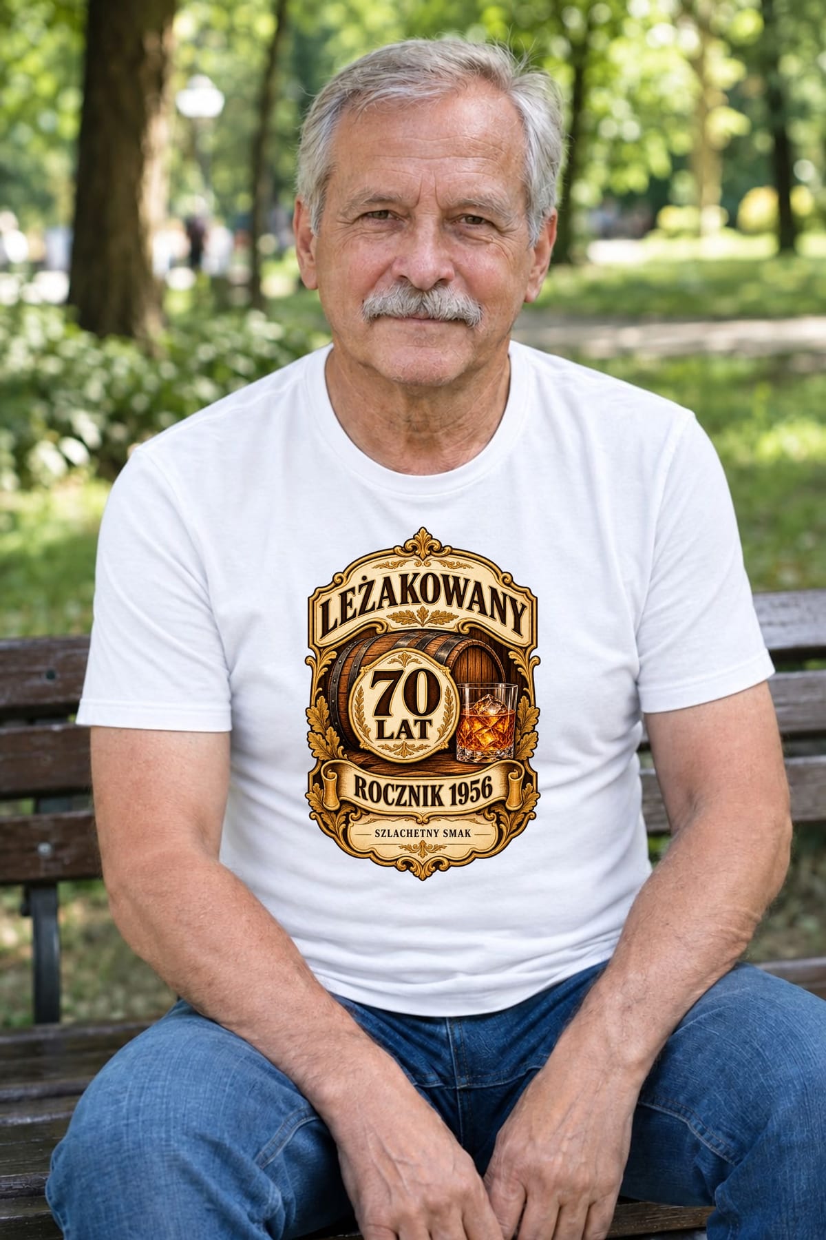 Koszulka męska biała na 70 urodziny rocznik 1956 whisky prezent, zdjęcie 1