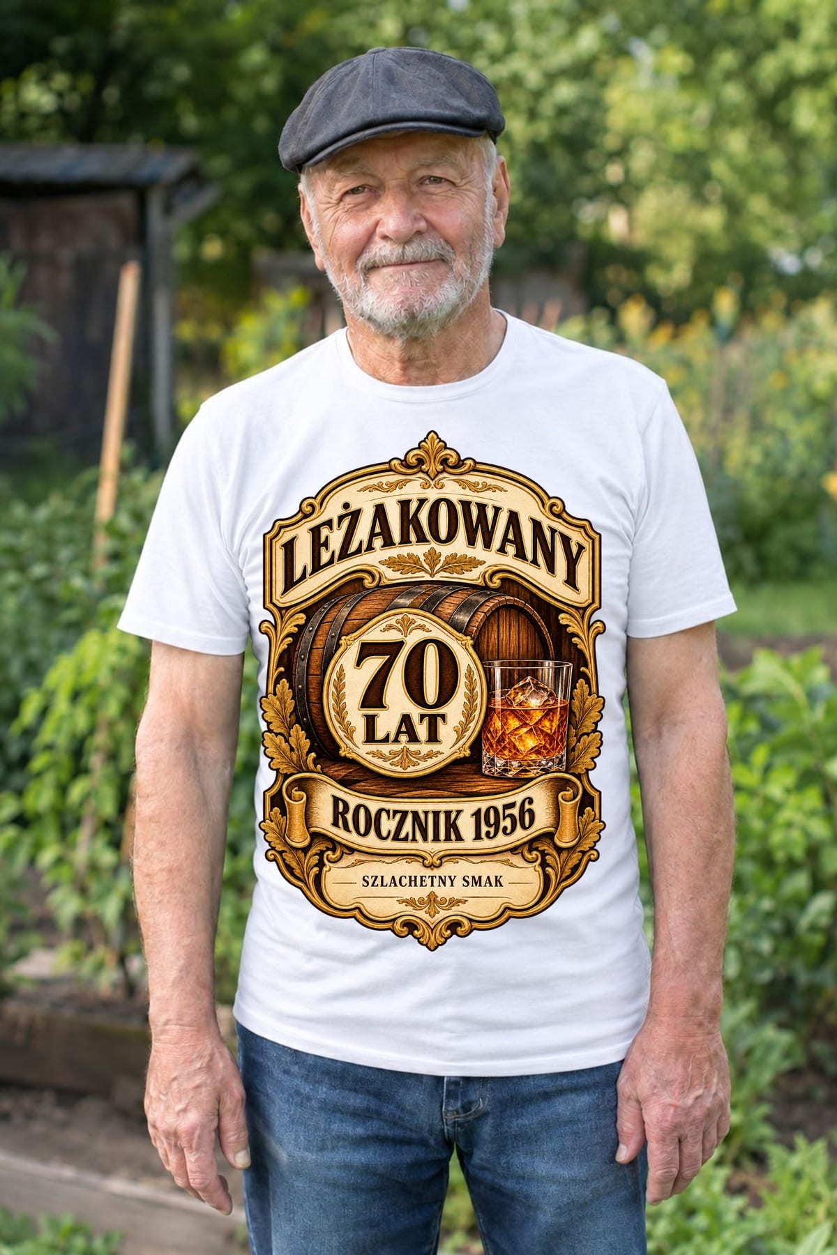 Koszulka męska biała na 70 urodziny rocznik 1956 whisky prezent, zdjęcie 5