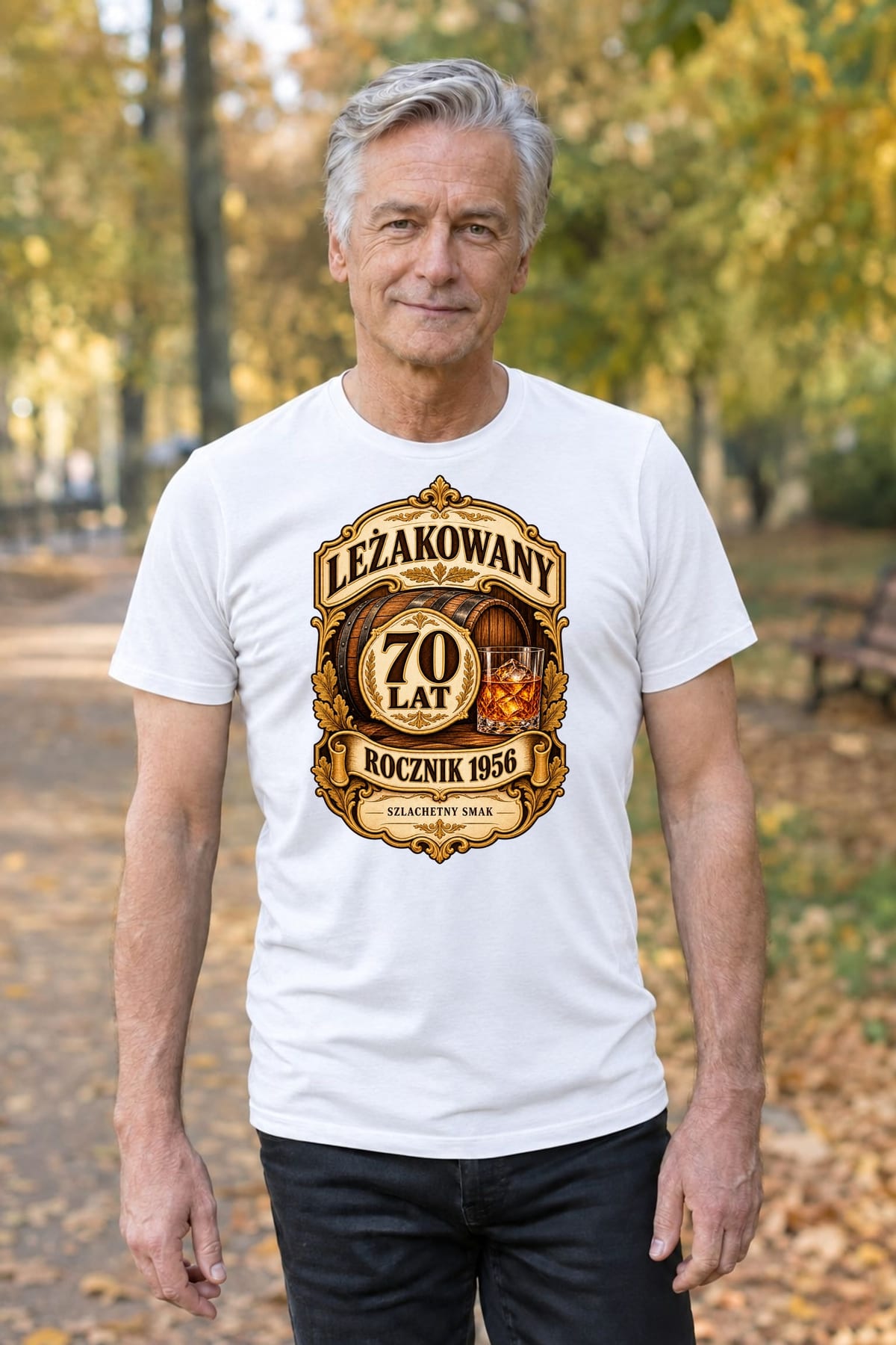 Koszulka męska biała na 70 urodziny rocznik 1956 whisky prezent, zdjęcie 7