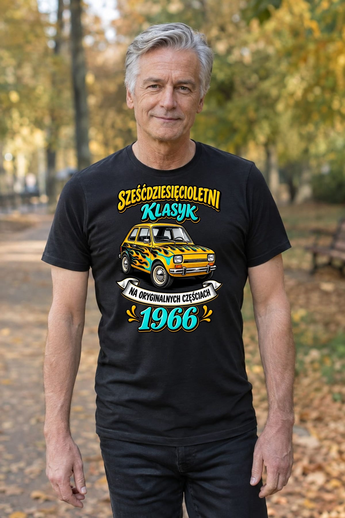 Koszulka męska czarna na 60 urodziny Maluch rocznik 1966 prezent, zdjęcie 8