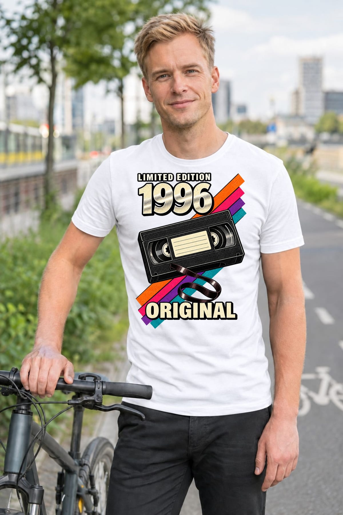 Koszulka męska biała na 30 urodziny kaseta VHS rocznik 1996 prezent, zdjęcie 4